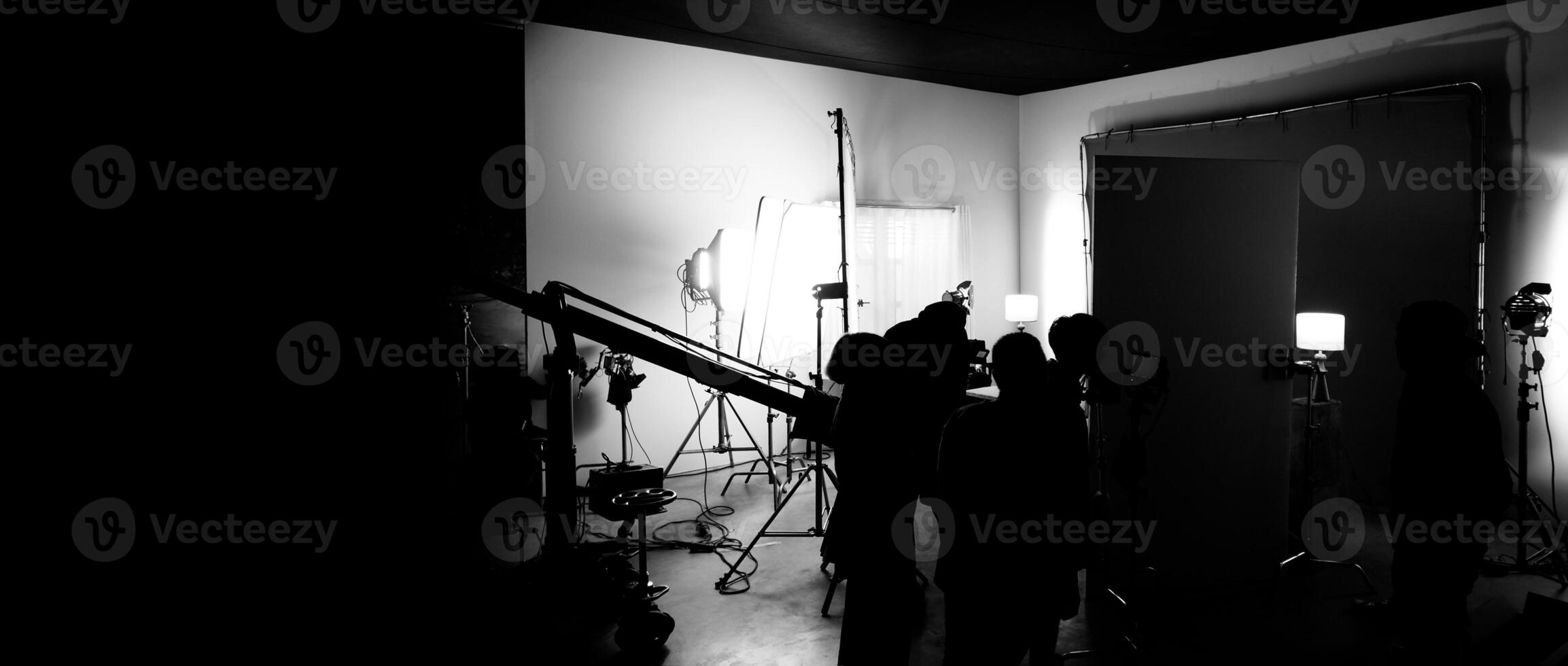Silhouette images of making of or behind the scenes of production photo