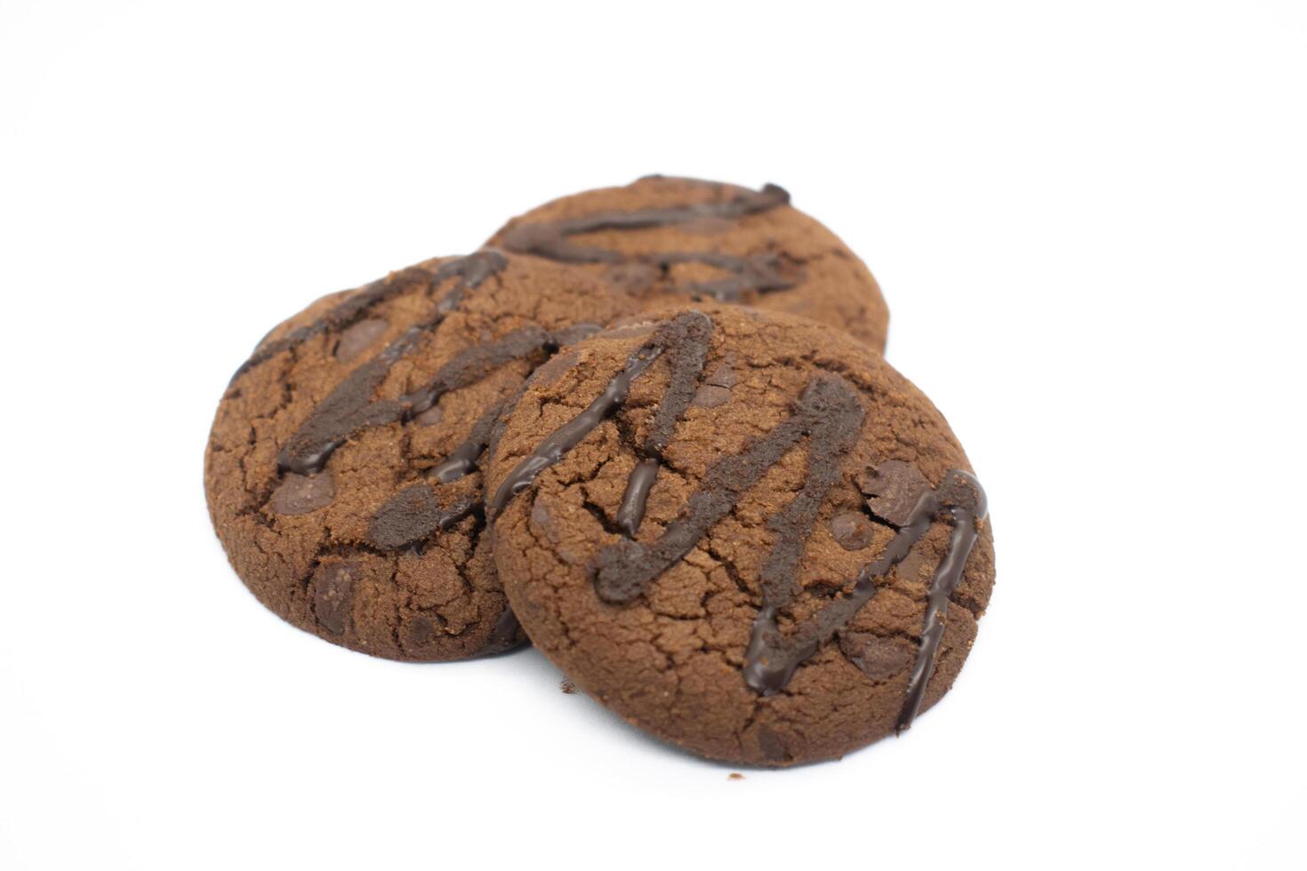 Delicious chocolate chip cookies on a white background photo
