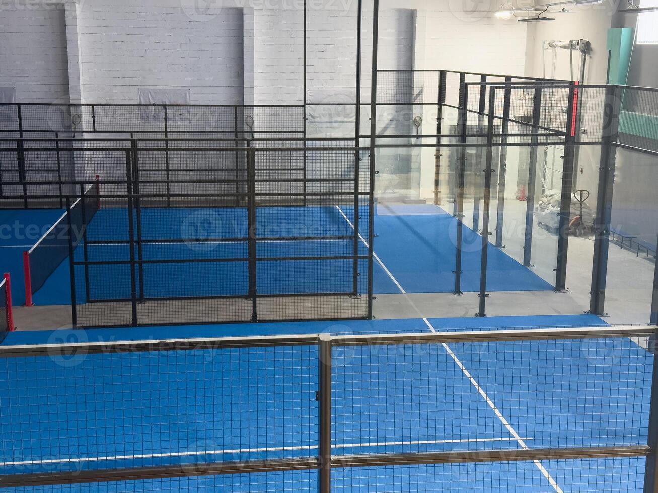 Paddle tennis blue court without people photo