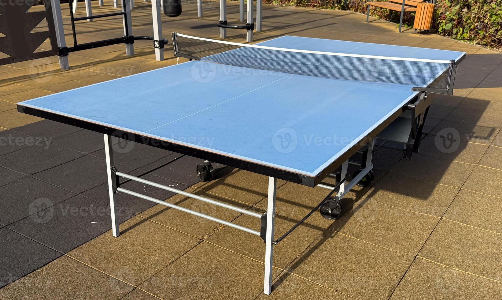 ping-pong table with a net photo