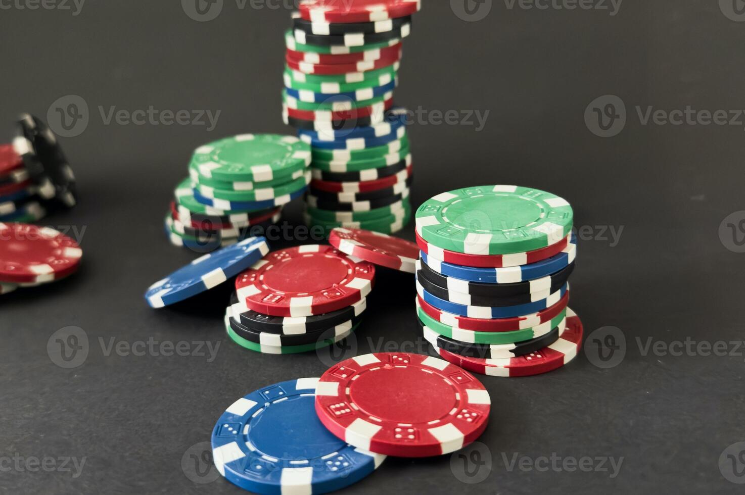 Poker chips,casino concept in a simple background with copy space,. photo