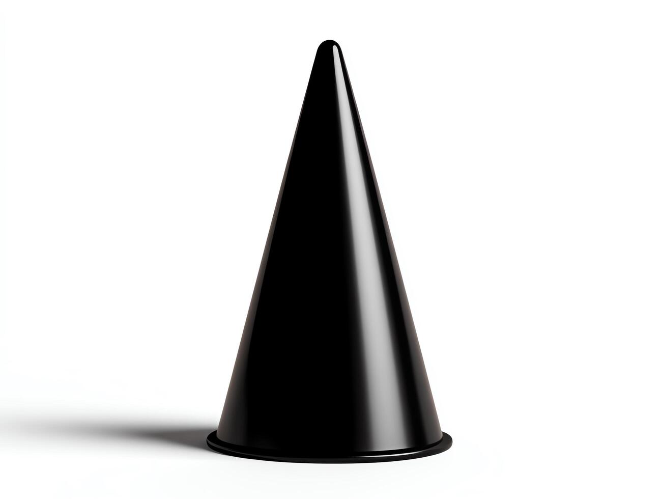 Black traffic cone on a white background. photo