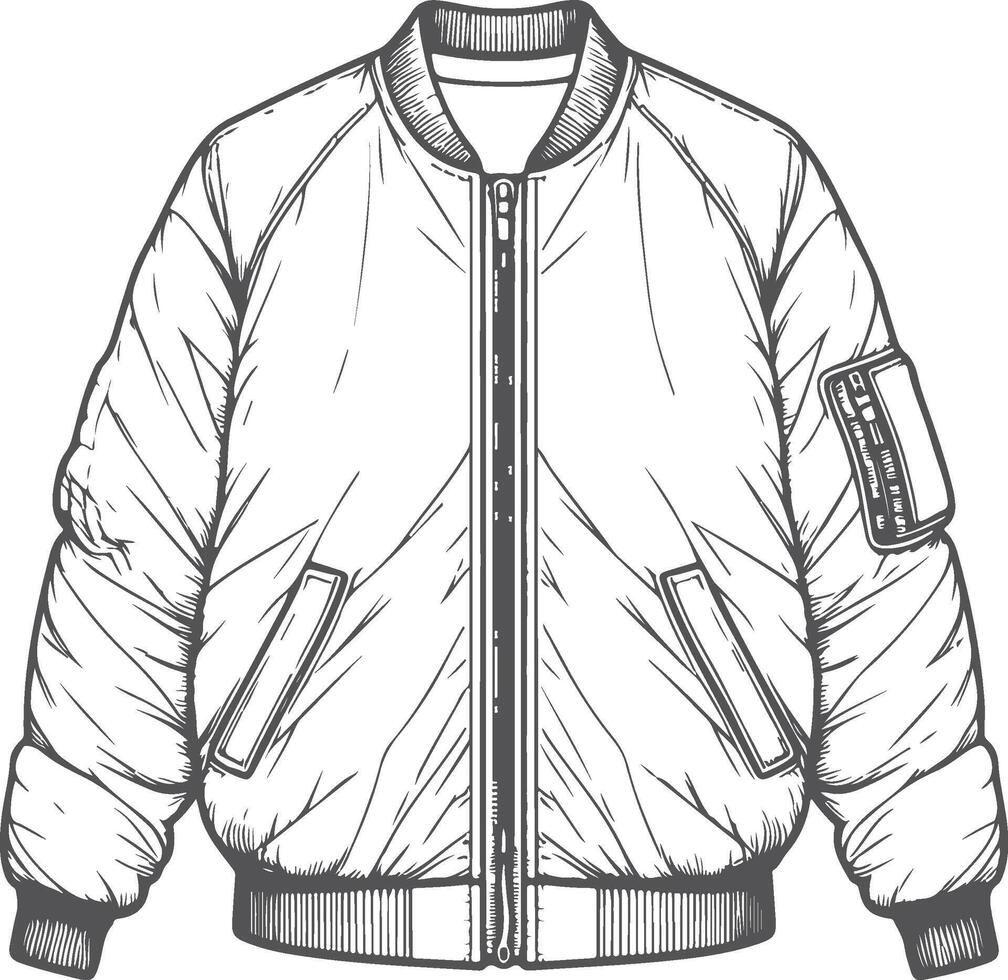 Layered High-Low Satin Bomber Jacket Sketch vector