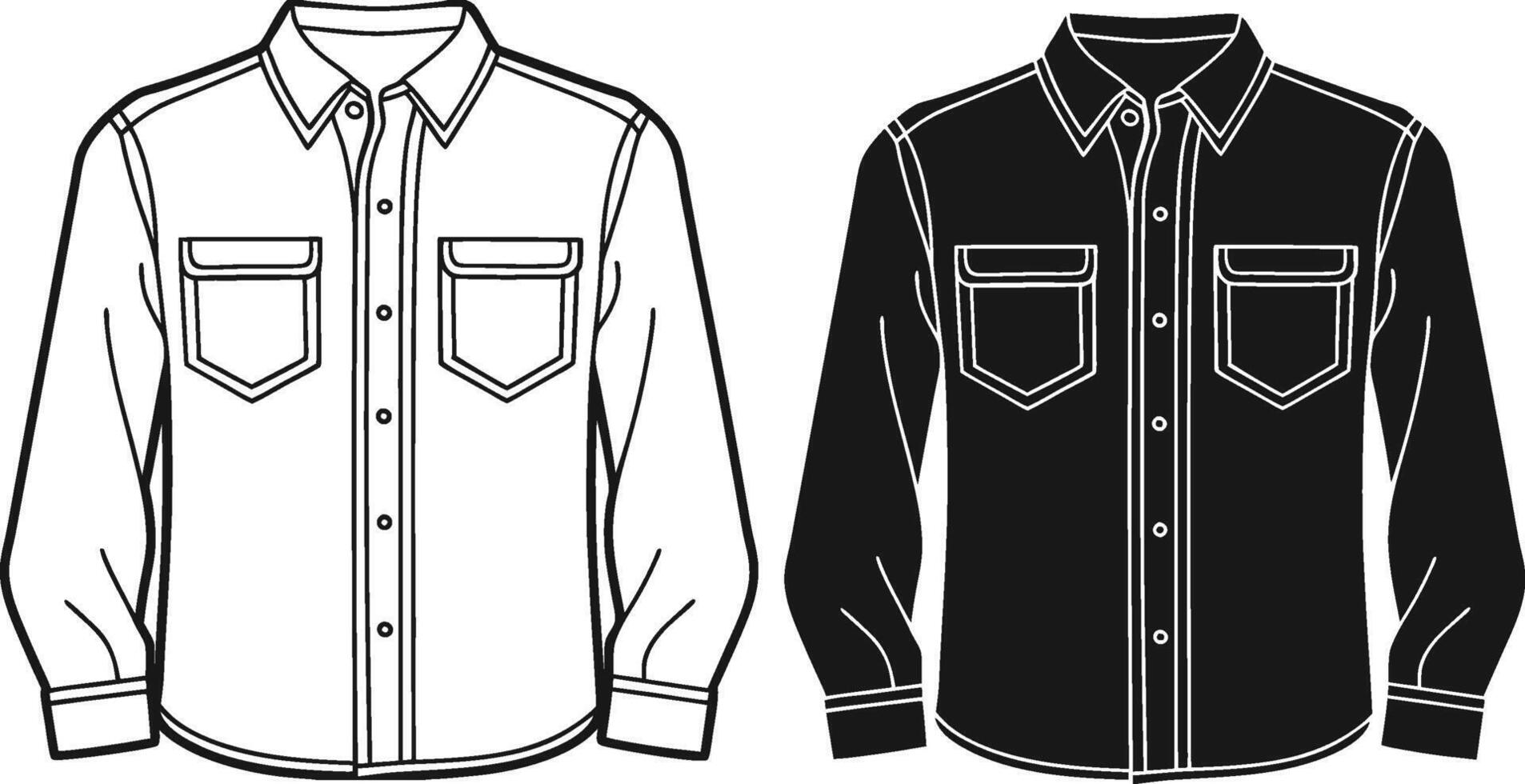 Minimalist Button Detail Button-Up Shirt Outline vector