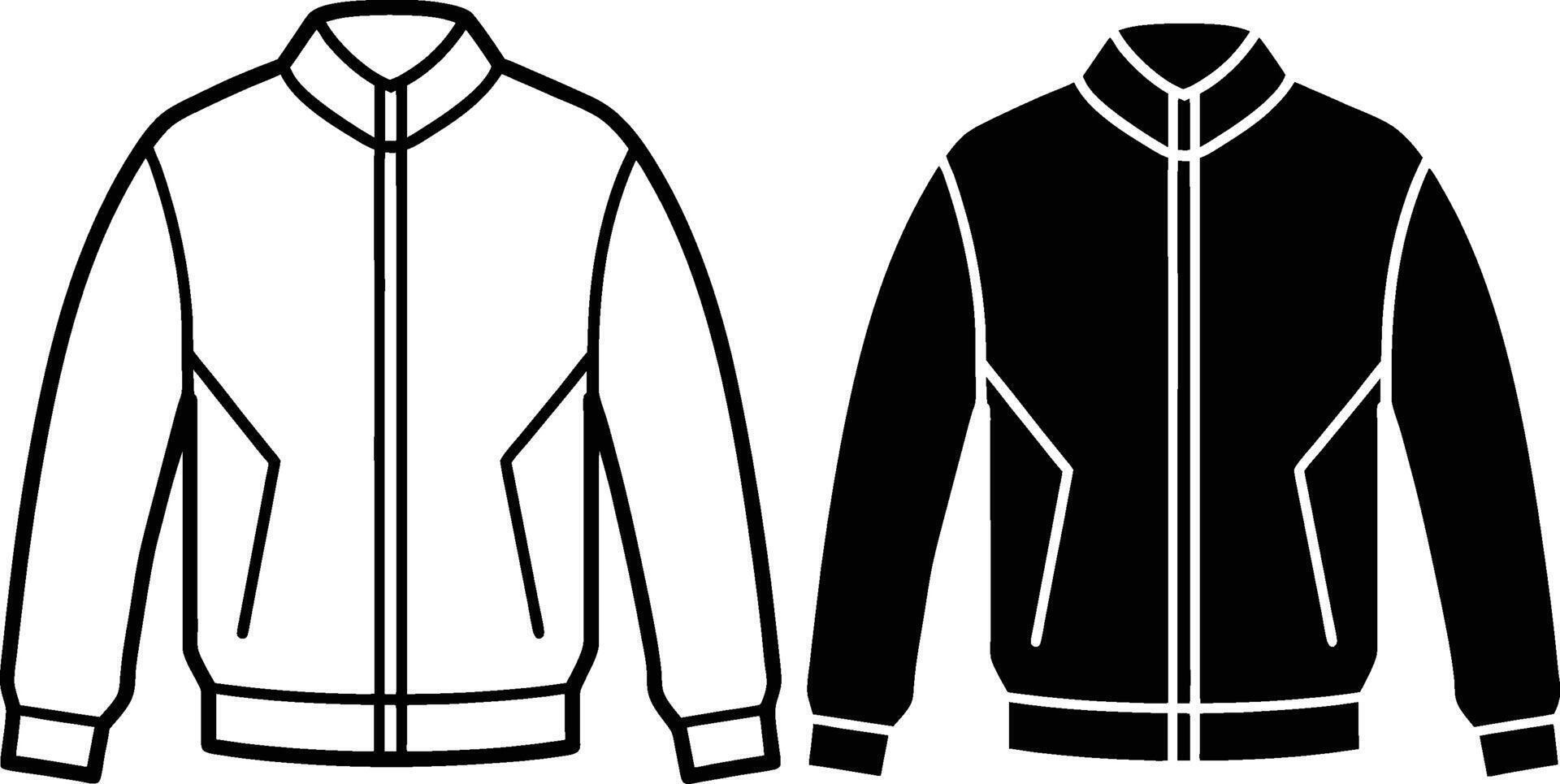 Retro Collarless Bomber Jacket Line Art vector