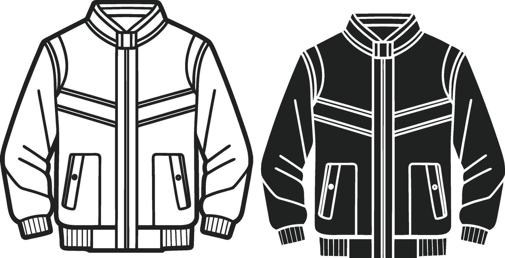 Double Zipper Bomber Jacket Line Art Design vector