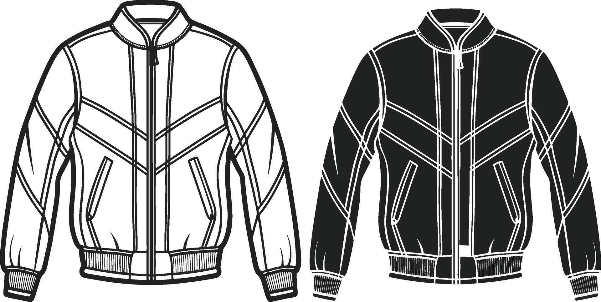 Vintage Fringe Bomber Jacket Sketch Outline vector