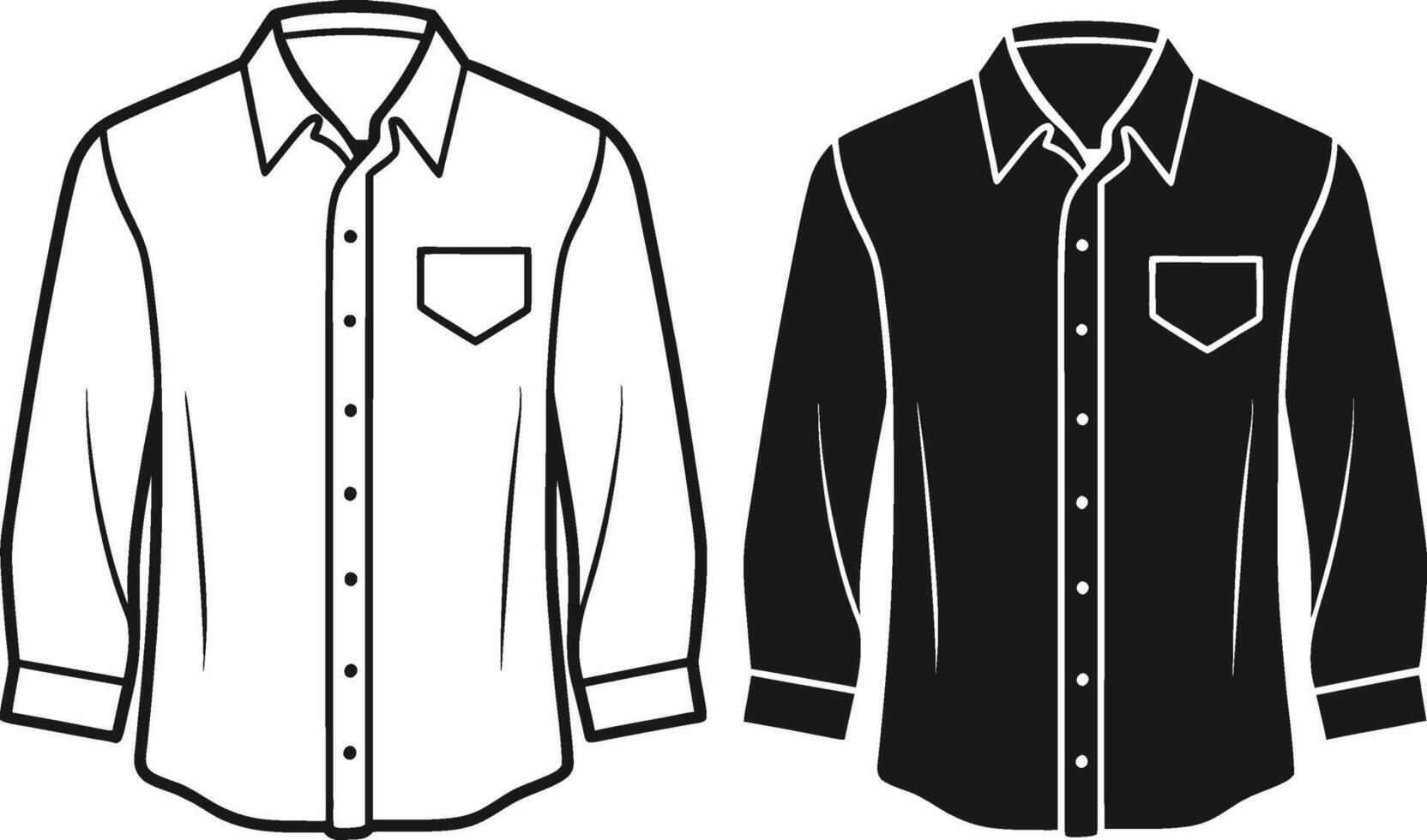 Vintage Style Casual Button-Up Shirt Sketch vector