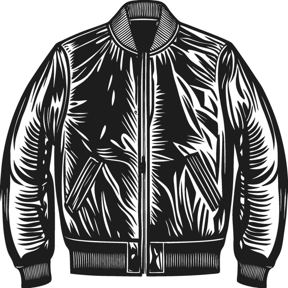 Hooded Utility Bomber Jacket Sketch vector