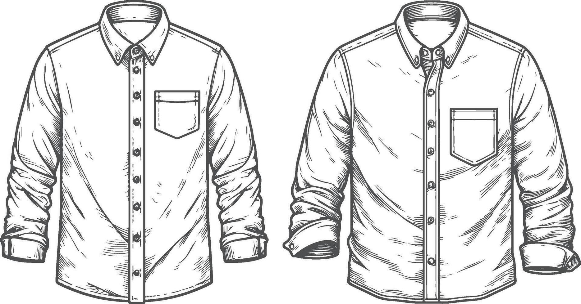 Elegant Printed Black Button-Up Shirt Sketch vector