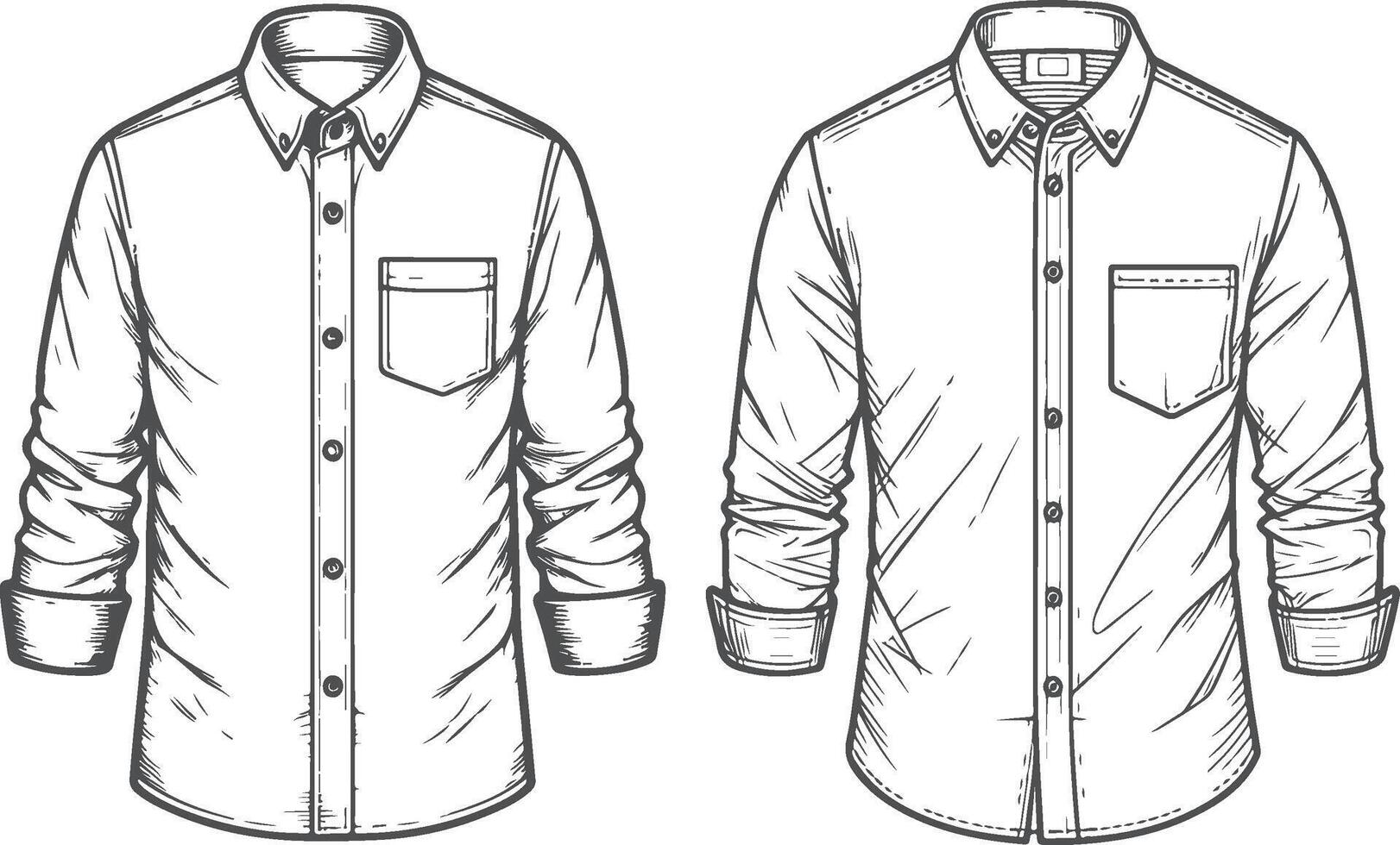 Layered Collar Detail Button-Up Shirt Sketch vector