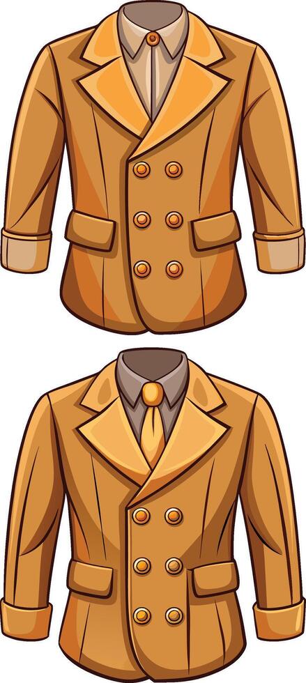 Sharp Double-Breasted Suit with Collar Stitching vector