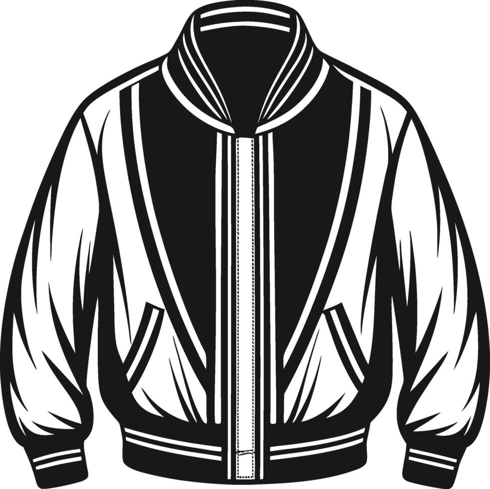 Frill Accent Bomber Jacket Outline Design vector