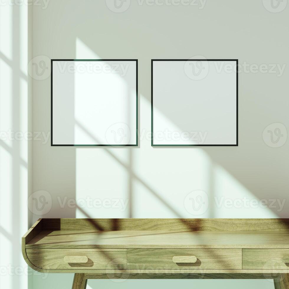Empty framed canvas for mockups and art illustrations photo