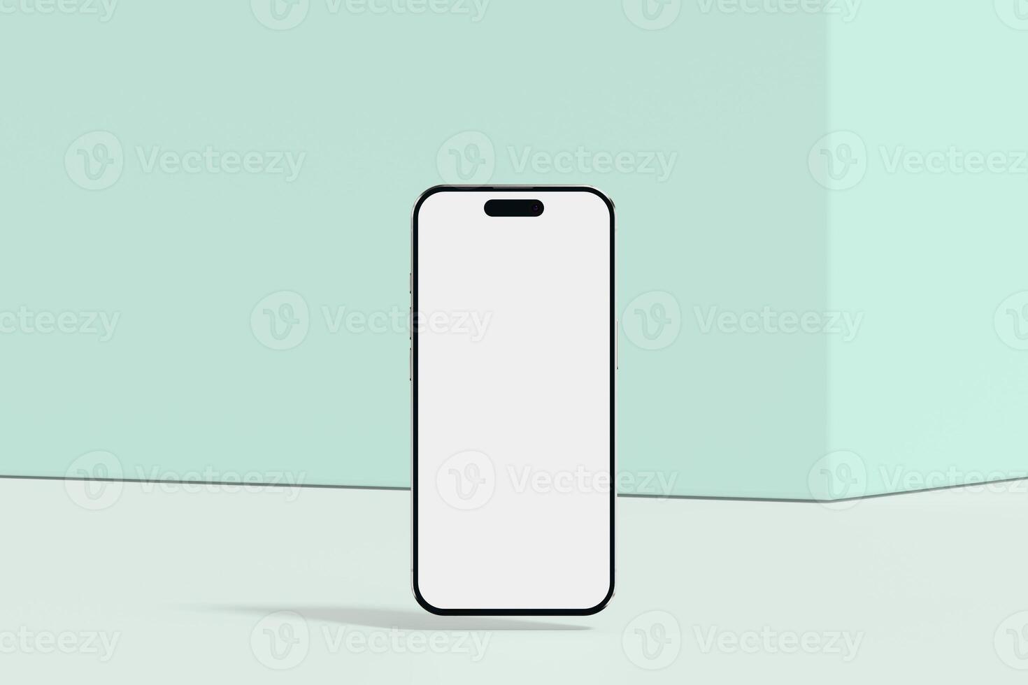 Realistic smartphone mockup. Mobile phone with isolated on white background. Device front view. 3D mobile phone with shadow. Realistic, high quality smart phone mockup for ui ux presentation photo