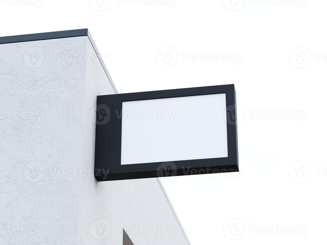 Blank logo sign board on a shop wall photo