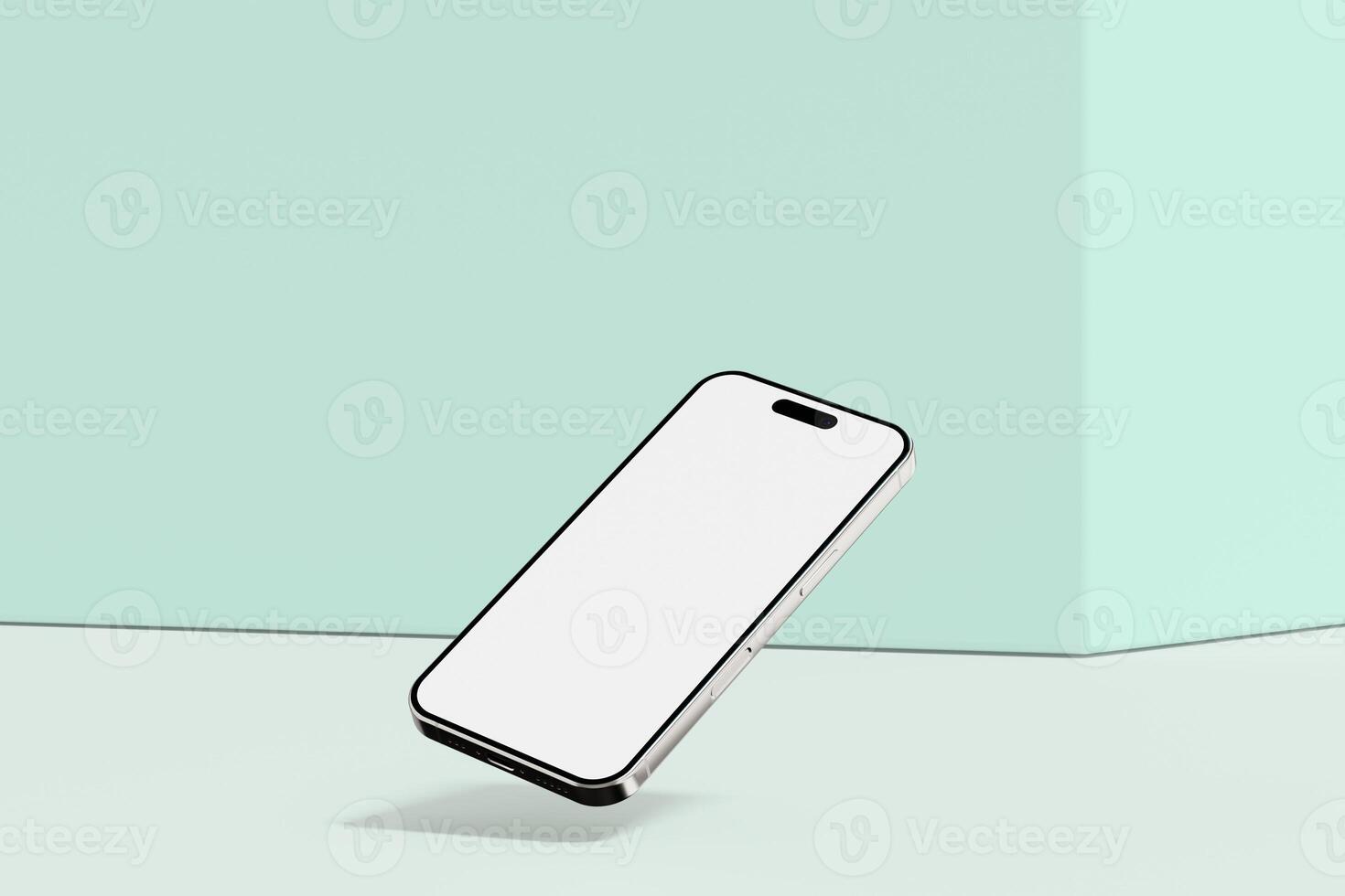 Realistic smartphone mockup. Mobile phone with isolated on white background. Device front view. 3D mobile phone with shadow. Realistic, high quality smart phone mockup for ui ux presentation photo