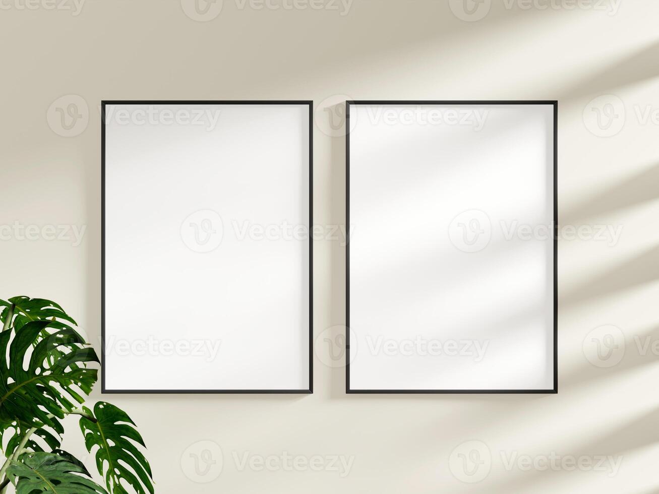Frame mockup on white wall. Poster mockup. Clean, modern, minimal frame. Empty frame Indoor interior, show text or product photo