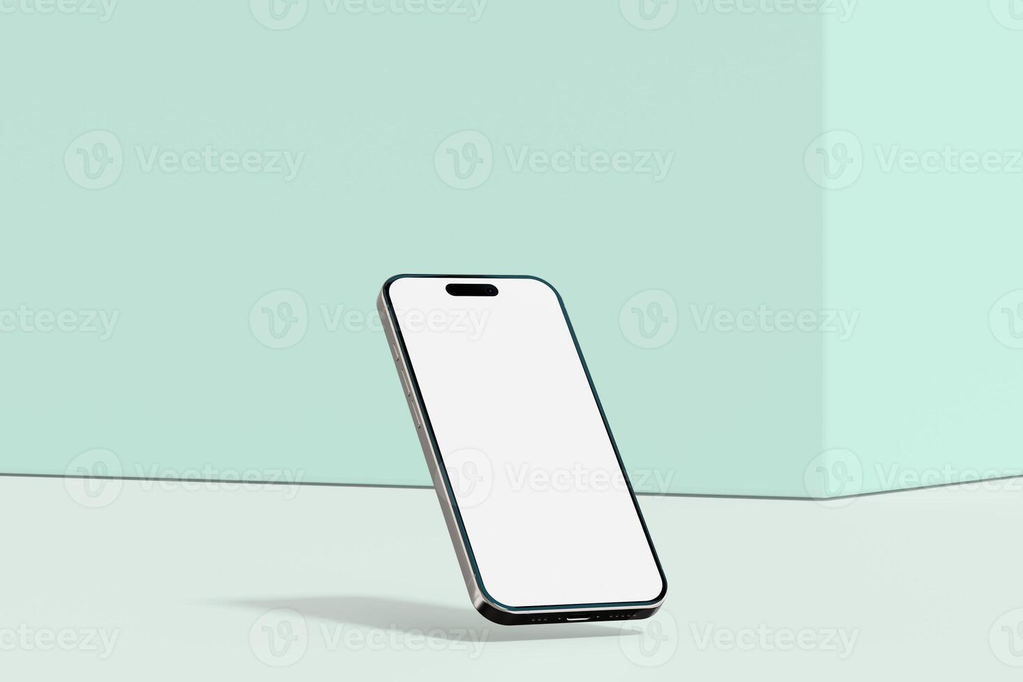 Realistic smartphone mockup. Mobile phone with isolated on white background. Device front view. 3D mobile phone with shadow. Realistic, high quality smart phone mockup for ui ux presentation photo
