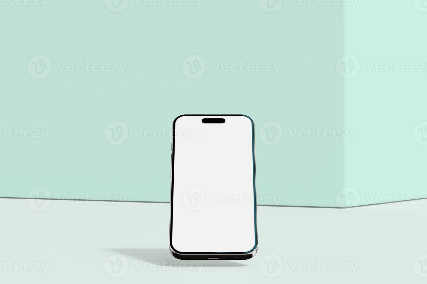 Realistic smartphone mockup. Mobile phone with isolated on white background. Device front view. 3D mobile phone with shadow. Realistic, high quality smart phone mockup for ui ux presentation photo