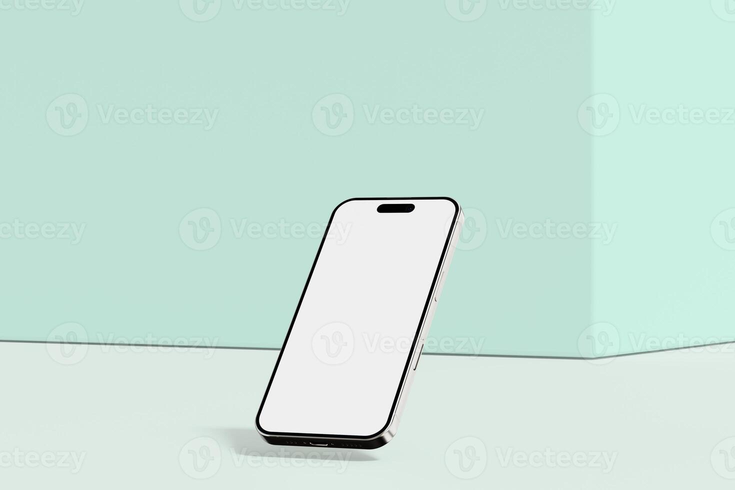 Realistic smartphone mockup. Mobile phone with isolated on white background. Device front view. 3D mobile phone with shadow. Realistic, high quality smart phone mockup for ui ux presentation photo