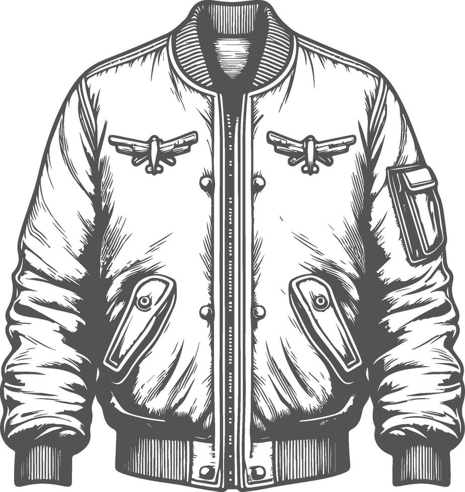 Layered Utility Pocket Bomber Jacket Outline vector