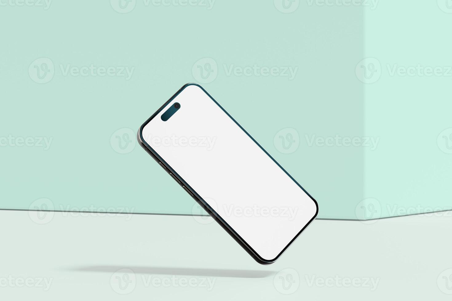 Realistic smartphone mockup. Mobile phone with isolated on white background. Device front view. 3D mobile phone with shadow. Realistic, high quality smart phone mockup for ui ux presentation photo