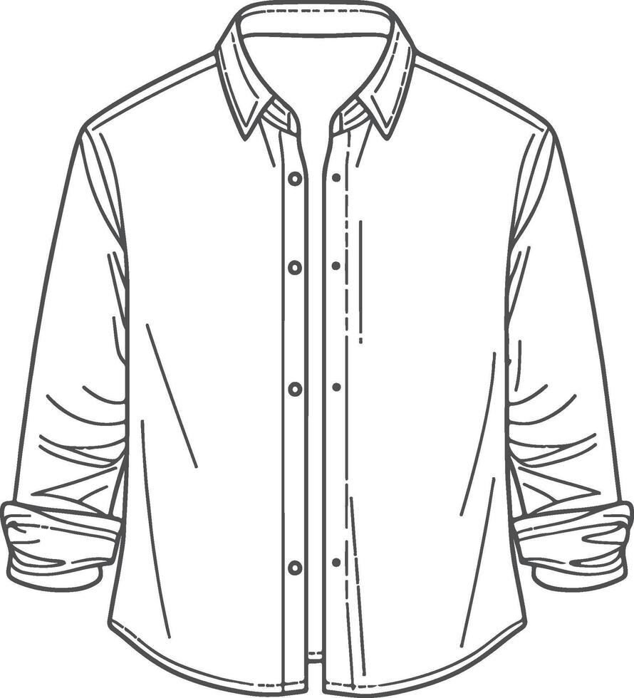 Elegant Collar Detail Button-Up Shirt Sketch vector