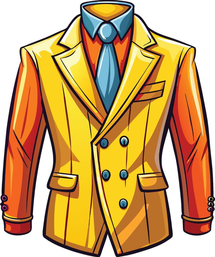 Vintage Gathered Double-Breasted Suit Outline vector