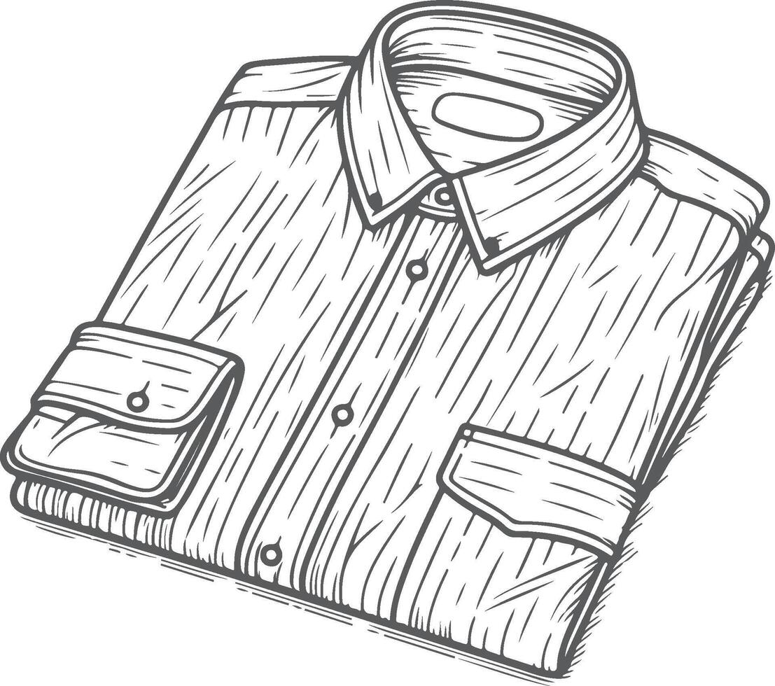 Detailed Ribbed Button-Up Shirt Sketch vector