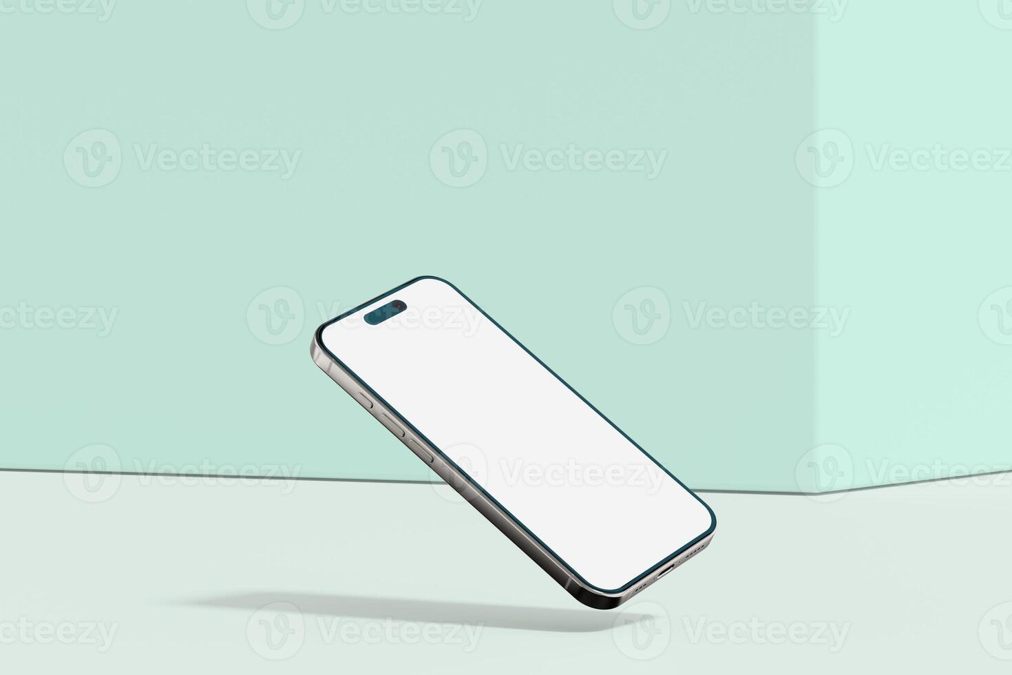 Realistic smartphone mockup. Mobile phone with isolated on white background. Device front view. 3D mobile phone with shadow. Realistic, high quality smart phone mockup for ui ux presentation photo