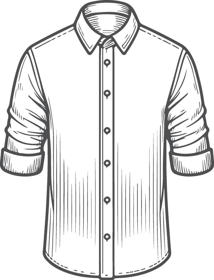 Retro Shirred Hem Button-Up Shirt Art vector