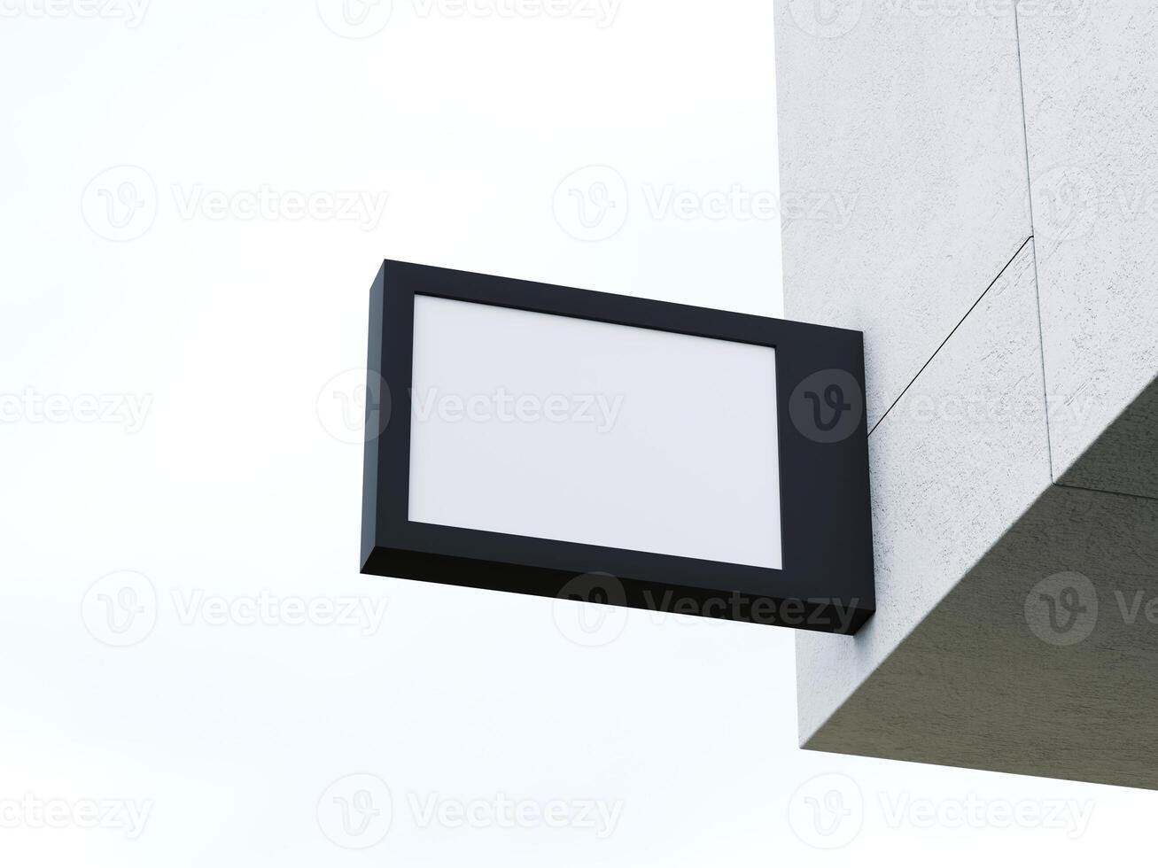 Blank logo sign board on a shop wall photo