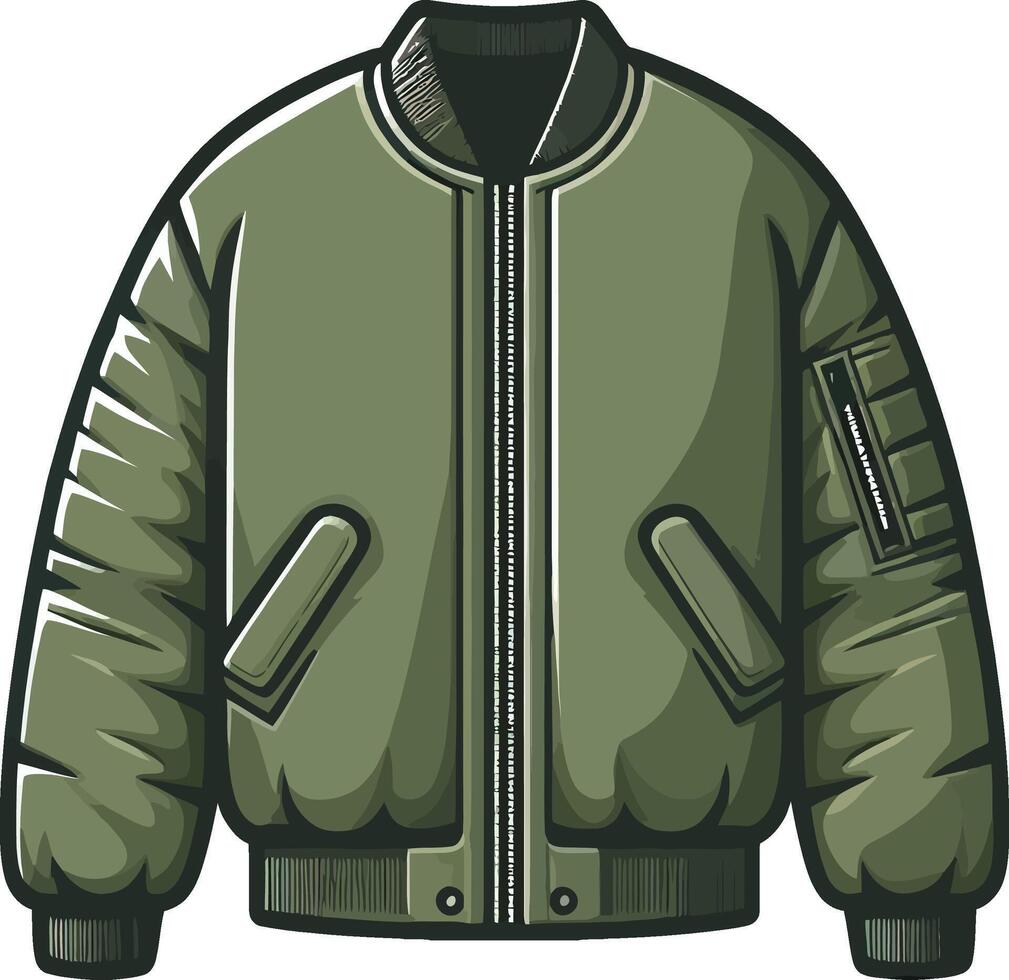 Olive Green Color Bomber jacket sketch fashion drawing illustration vector