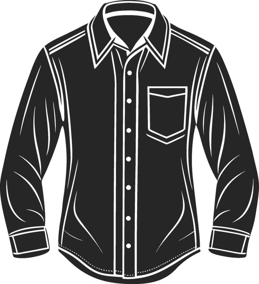 Casual Shirred Button-Up Shirt Outline Design vector