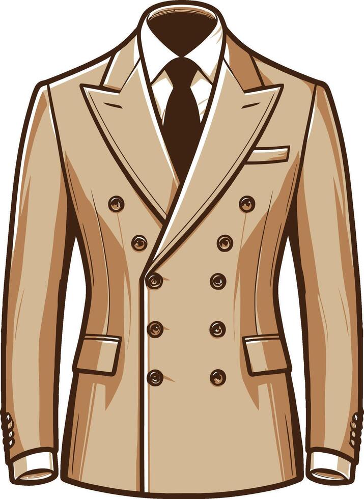 Relaxed Tailored Double-Breasted Suit Outline Design vector