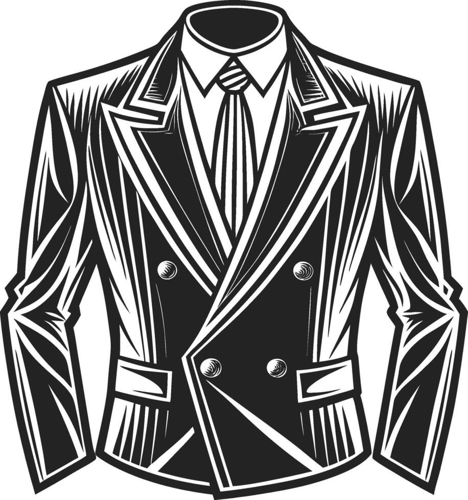 Wide-Cut Double-Breasted Suit Sketch Design vector