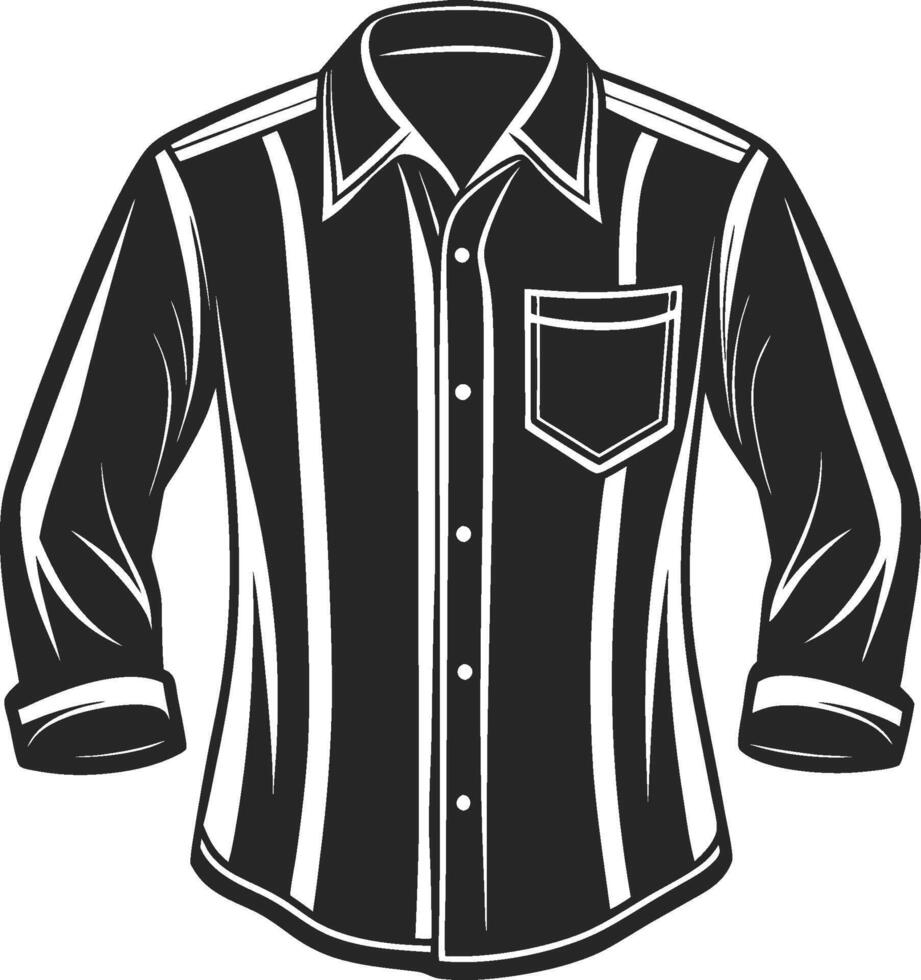 Vintage Wide Pocket Button-Up Shirt Sketch vector