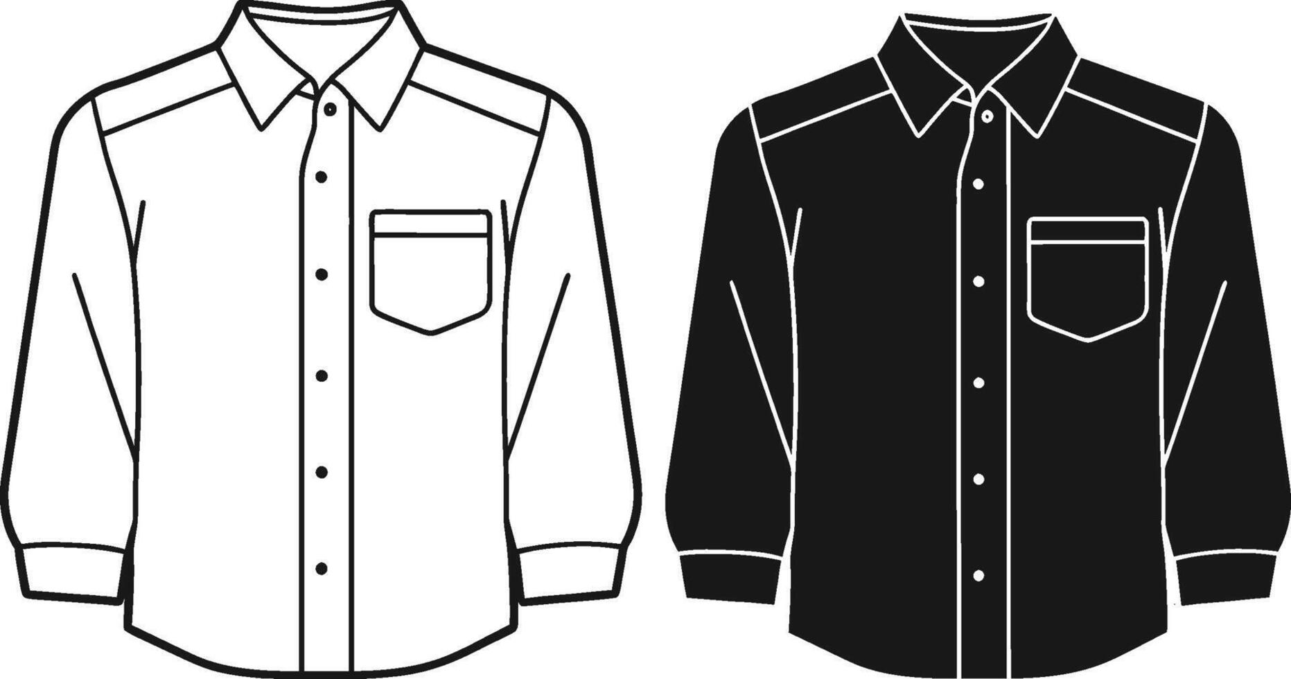 Elegant Collarless Button-Up Shirt Line Art vector