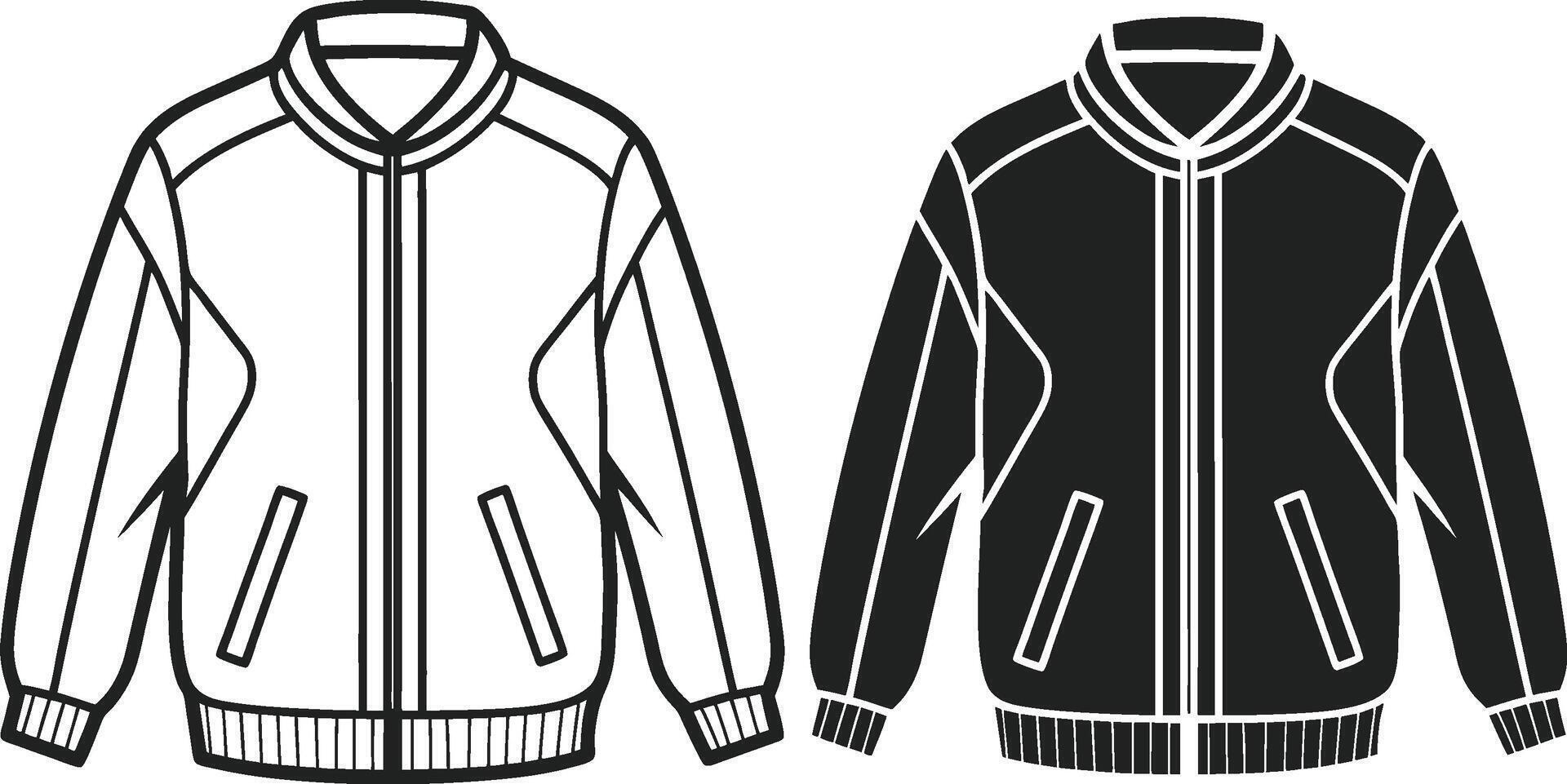 Striped Sleeve Bomber Jacket Outline Design vector