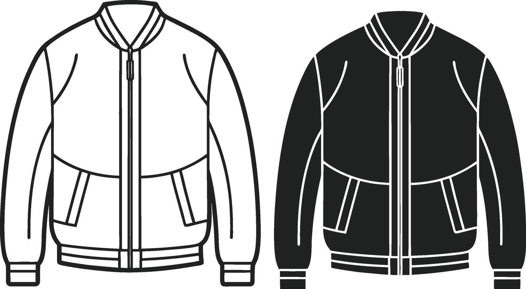 Wide-Collar Bomber Jacket Sketch Design vector