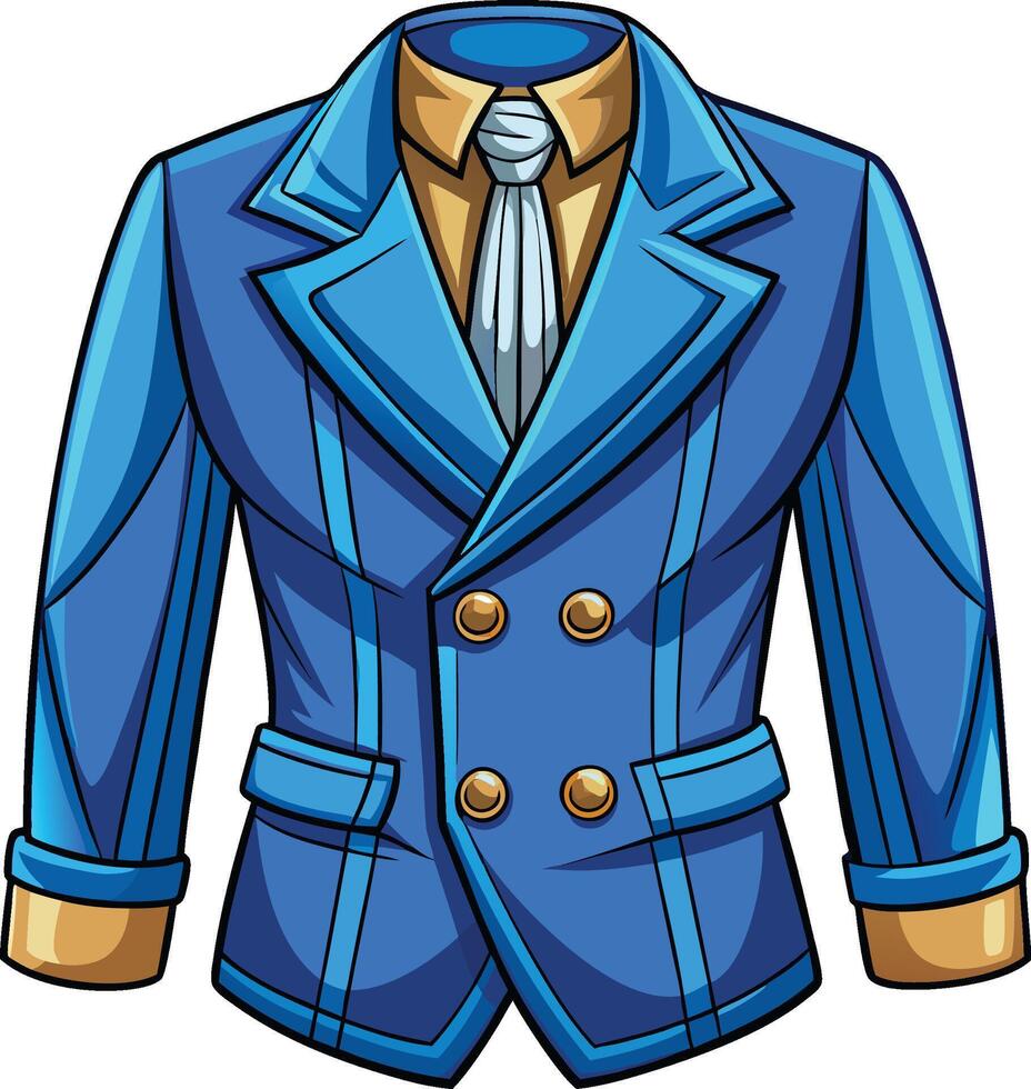 Elegant Pleated Double-Breasted Suit Outline Design vector