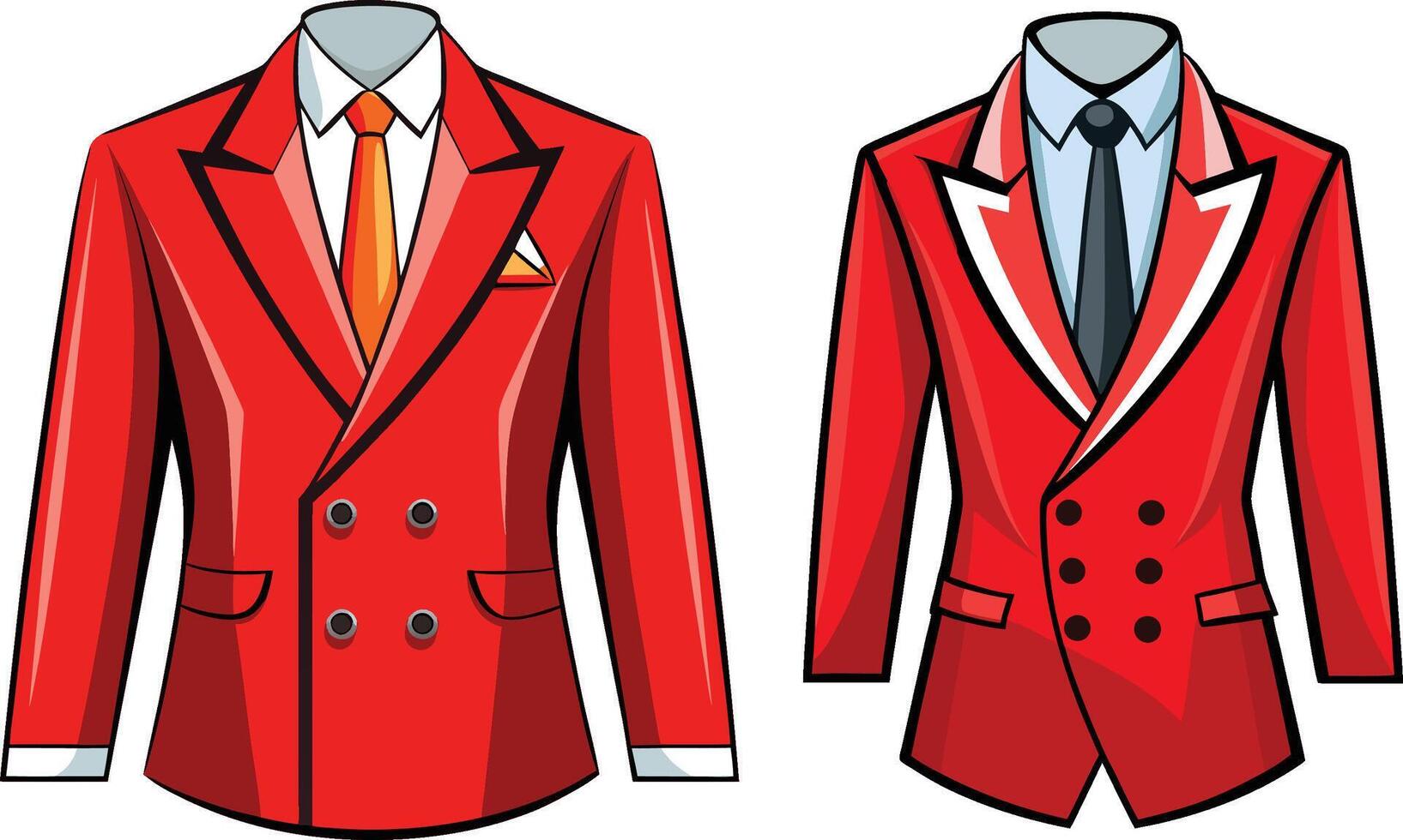 Layered Formal Double-Breasted Suit Sketch Design vector