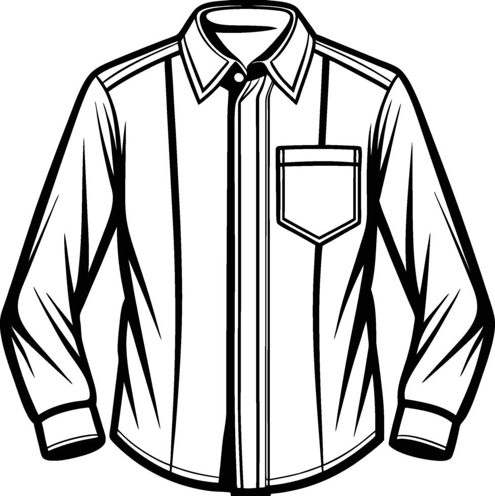 Sophisticated Tunic Button-Up Shirt Outline Design vector