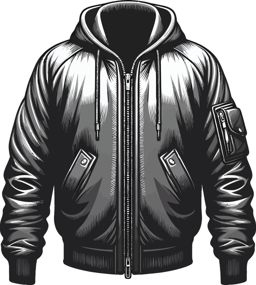 Minimalist Black Bomber Jacket Design vector