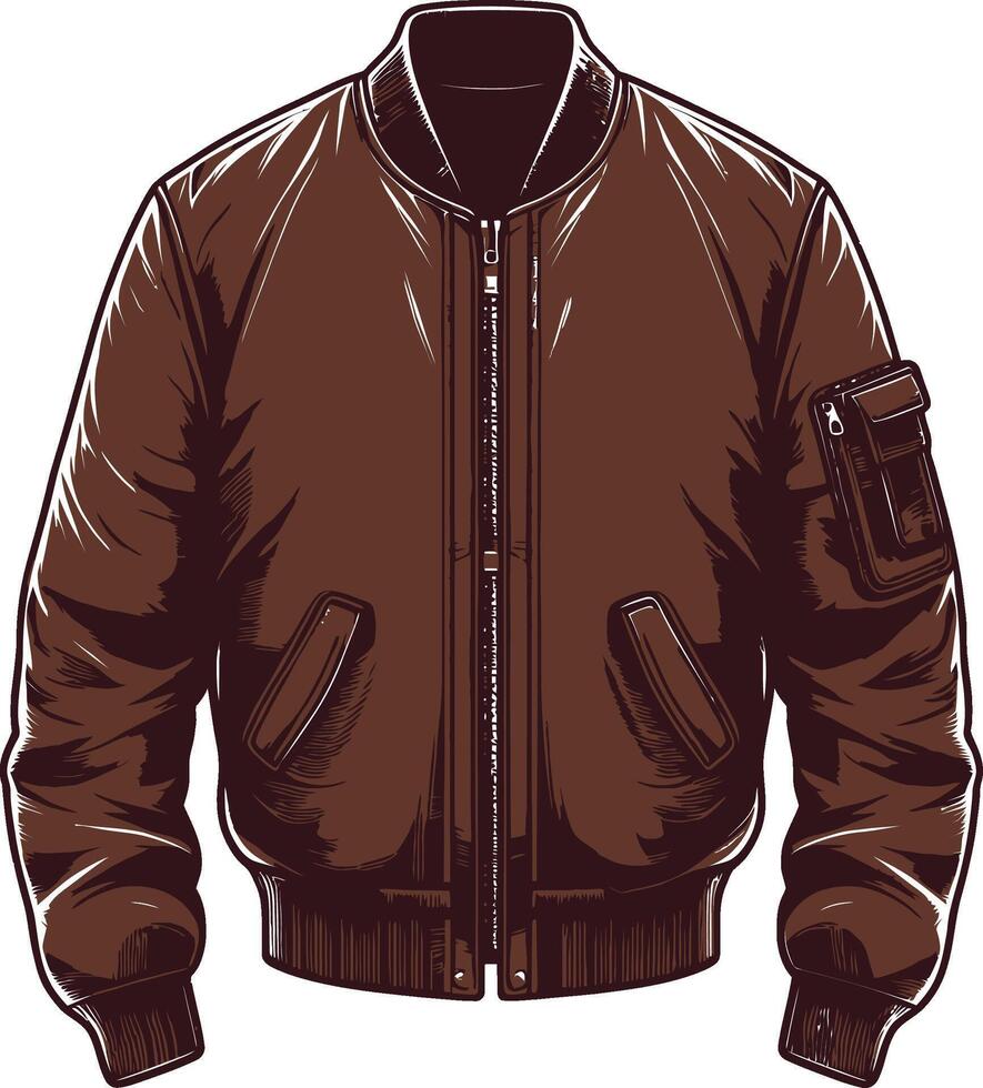 Vintage Wool Collar Bomber Jacket Sketch vector