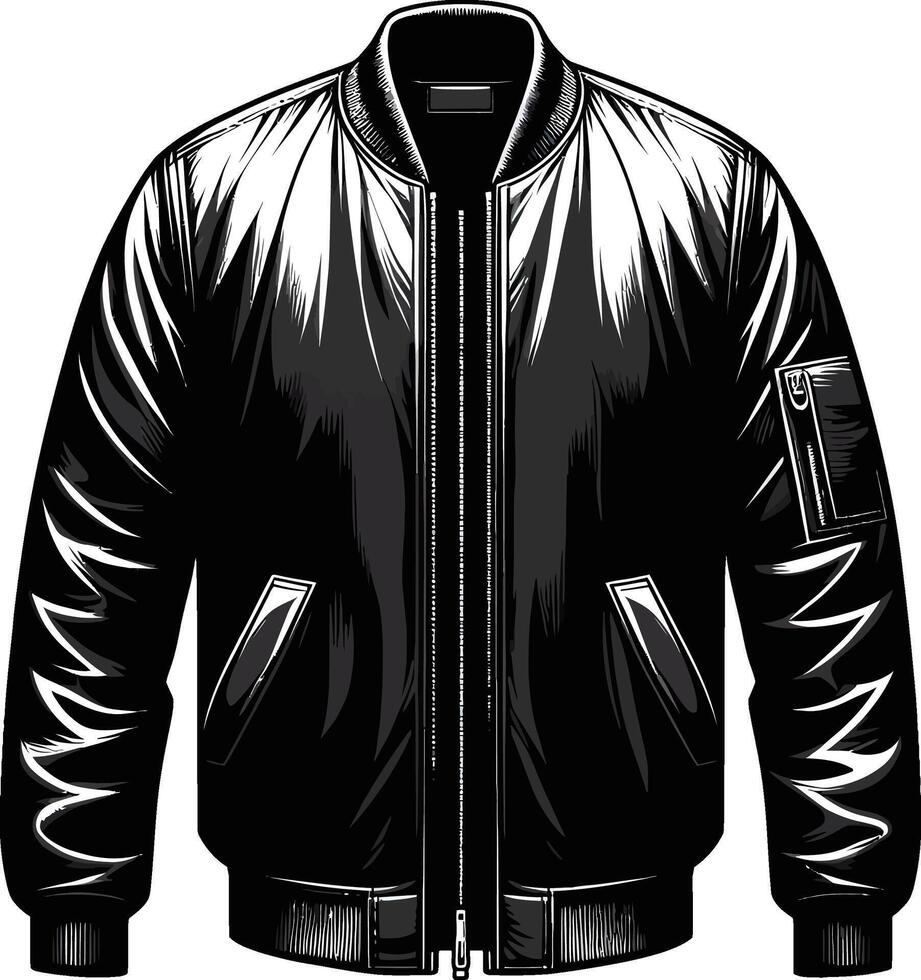 Single-Pocket Bomber Jacket Outline vector