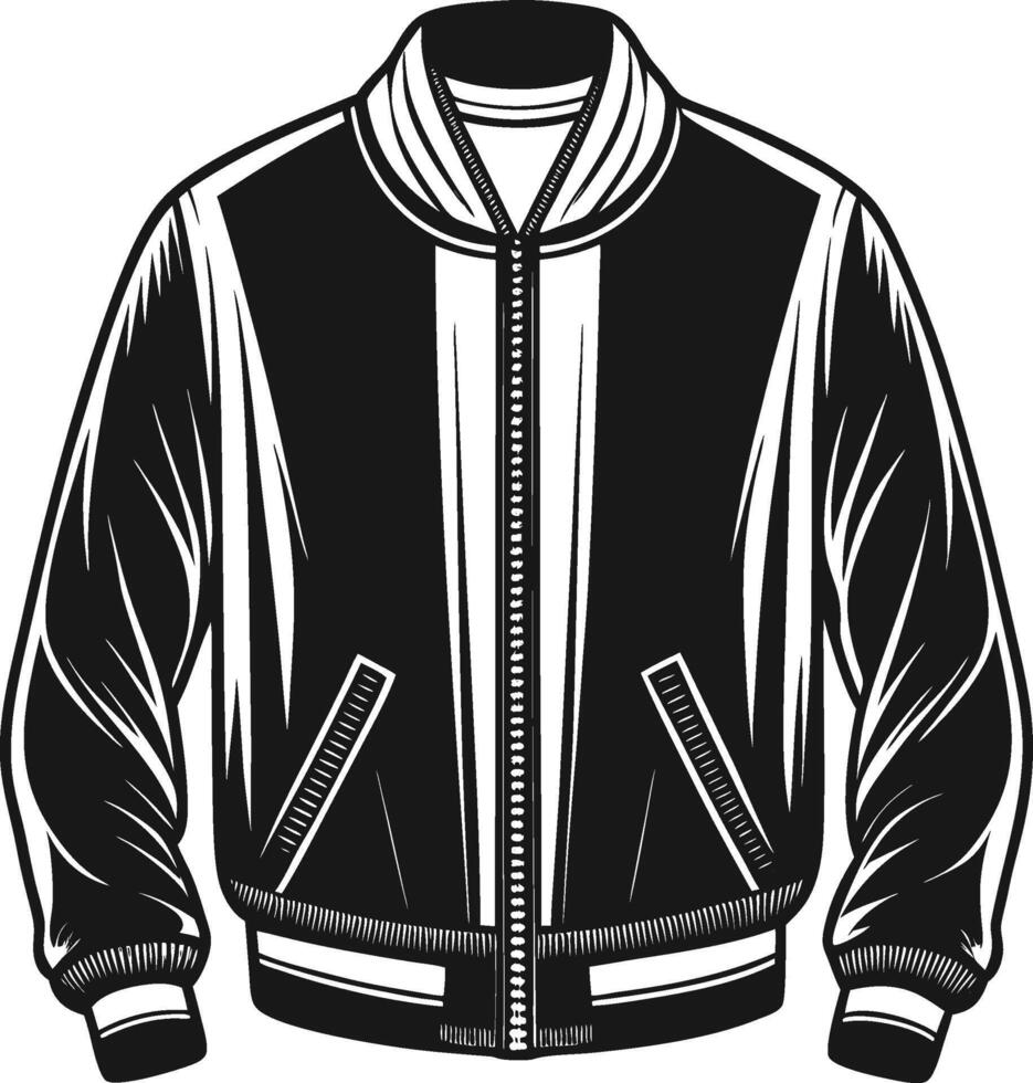 Casual Gathered Bomber Jacket Outline vector