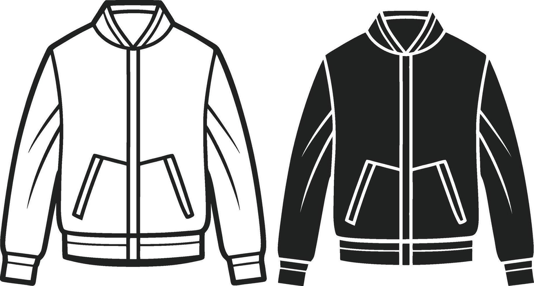 Retro Collarless Bomber Jacket Line Art vector