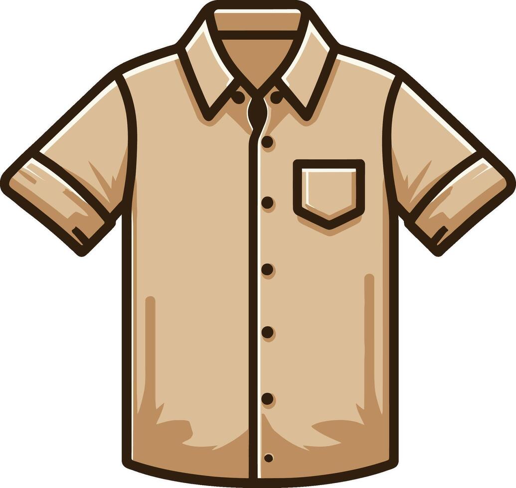 Minimal Pocket Button-Up Shirt Sketch Outline vector
